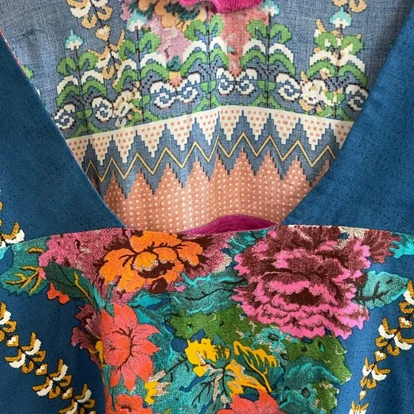 FARM Rio Teal Floral Embroidered Midi Dress - Picture 6 of 8